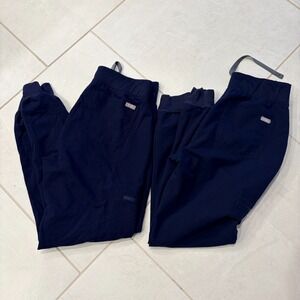 FIGS Technical Collection Navy Jogger Scrub Pants Womens Size S Bundle Lot of 2